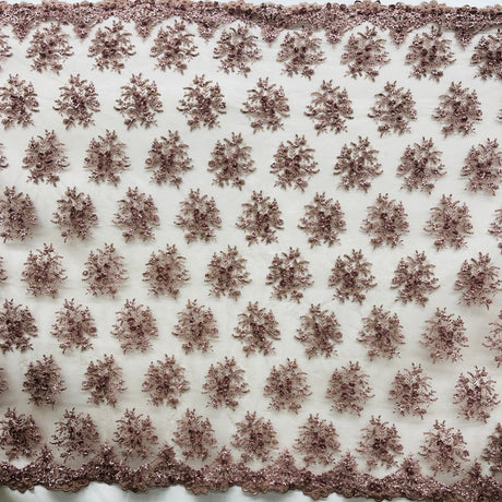 Beaded 3D Floral Lace Fabric