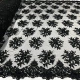 1 Yard Beaded 3D Floral Lace Fabric Embroidered 100 Percent Polyester Net Mesh 50 inch Width
