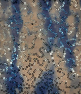 Cloud Print Sequin Mesh Printed Mesh Fabric - Cloud Print, 4-Way Stretch, Medium Weight, 60" Width (1 Yard)