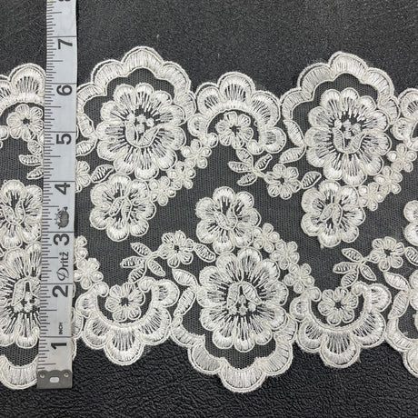 Embroidered Mesh Corded Lace Trim