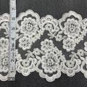 Corded Double Sided Lace Trimming Polyester Fabric - Embroidered Net Mesh, 6.5" Width (1 Yard)