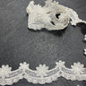Beaded & Corded Lace Trimming Polyester Fabric - Embroidered Net Mesh, 1.75" Wide (1 Yard)
