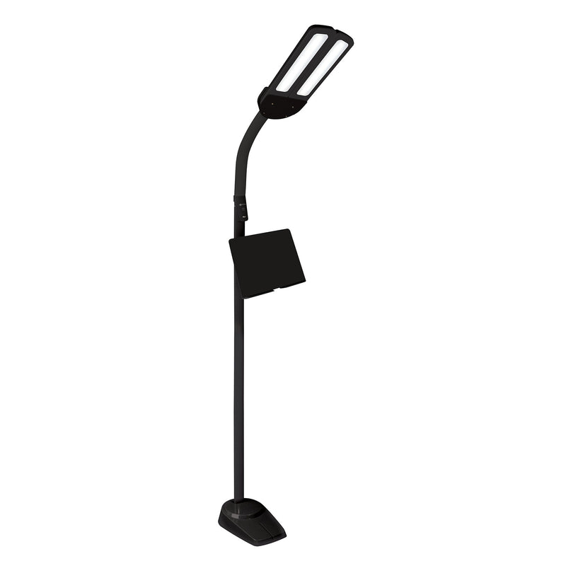 OttLite Dual Shade LED Floor Lamp with USB Charging Station Black