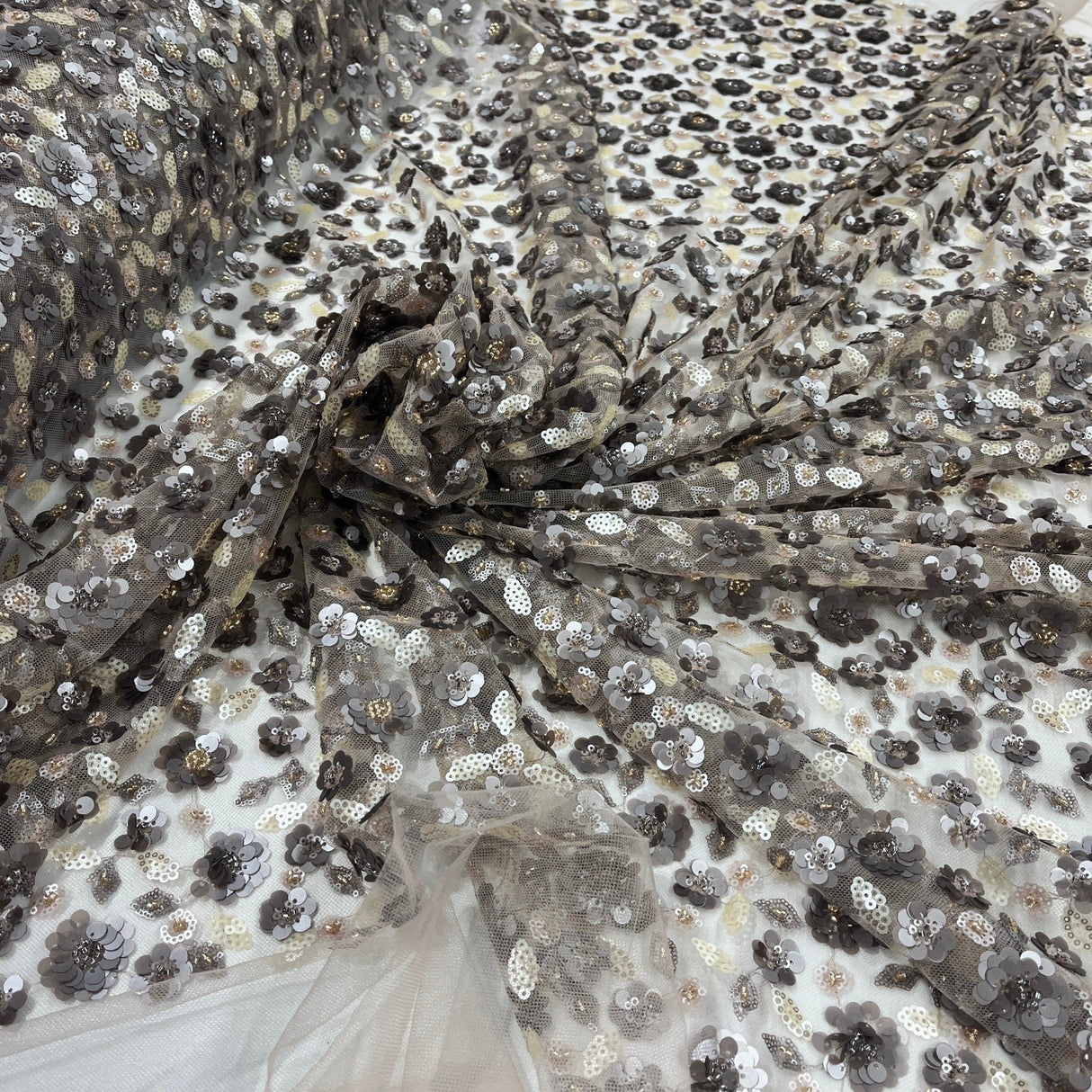 Beaded Sequined Lace Fabric 54" Wide