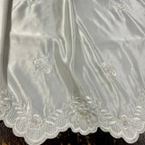 1 Yard Beaded Bridal Lace Fabric on 100% Polyester Satin, Elegant Embroidered Wedding Material