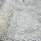 1 Yard Exquisite Corded Bridal Lace Fabric Embroidered on Polyester Net Mesh