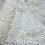 1 Yard Bridal Lace Fabric Embroidered on 100% Polyester Net Mesh