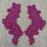 1 Pair 9" x 3" Each Side Beaded & Corded Floral Lace Applique Organza