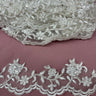 Beaded Corded Lace Trimming Polyester Fabric - Floral Scalloped Edge, 2.75" Width (1 Yard)