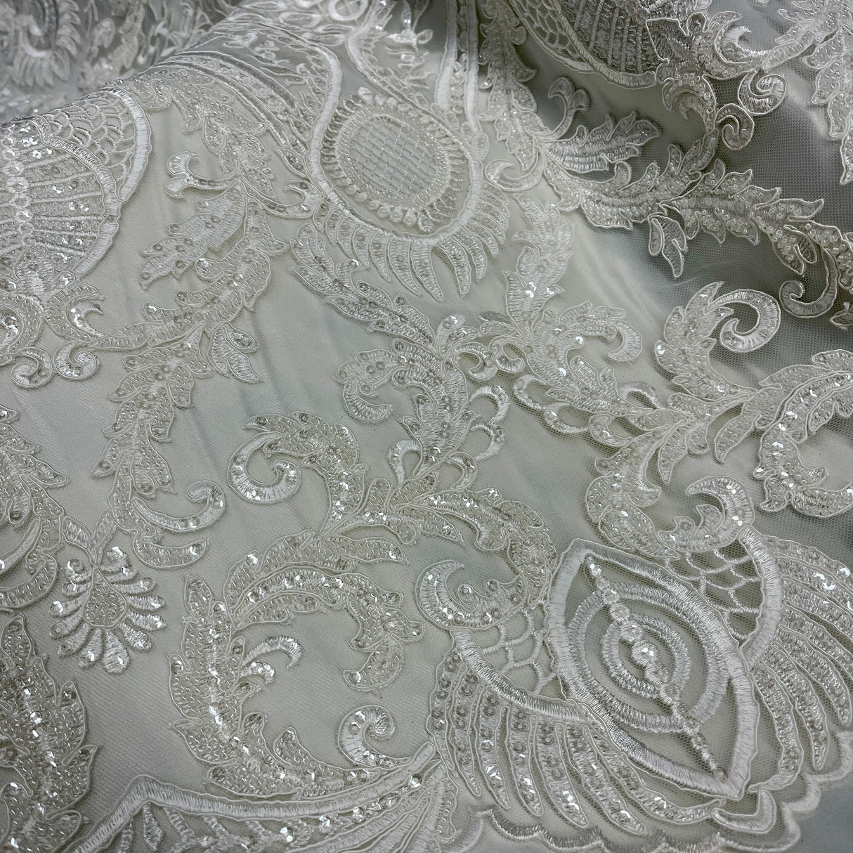 Beaded Corded Bridal Lace Dark Ivory