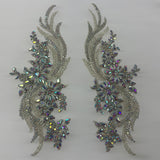1 Yard Crystal Rhinestone Applique Embroidered on 100% Polyester 14" x 4" Each Side