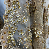 Beaded 3D Floral Lace Fabric