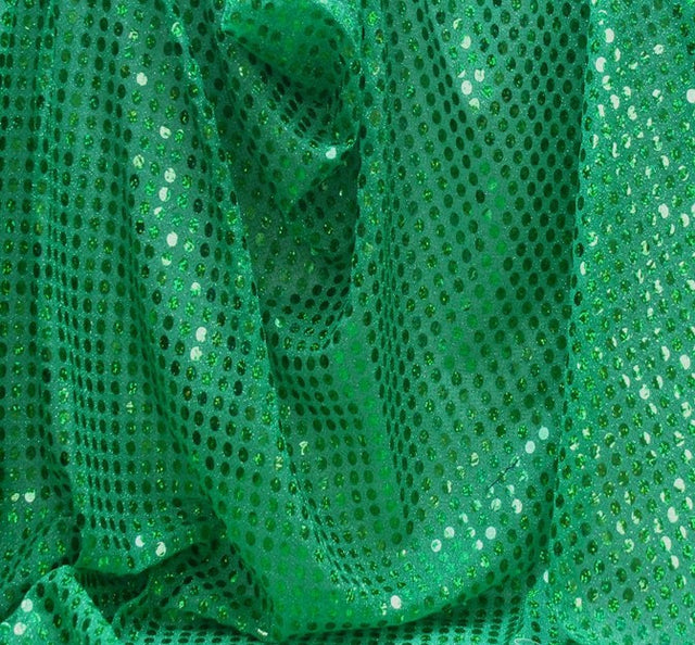 6 MM Sequins Kelly Green Sequins Fabric - Kelly Green, 38/44" Width (1 Yard)