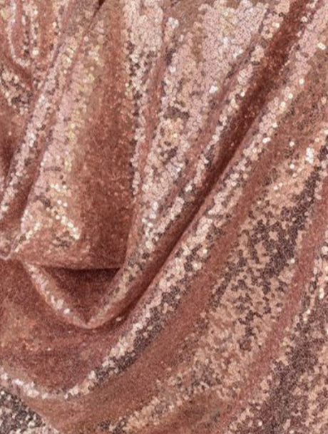 Stretch Sequin on Mesh Rose Gold