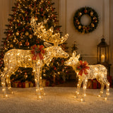 Lighted Elk Christmas Yard Decoration Set, Warm LED