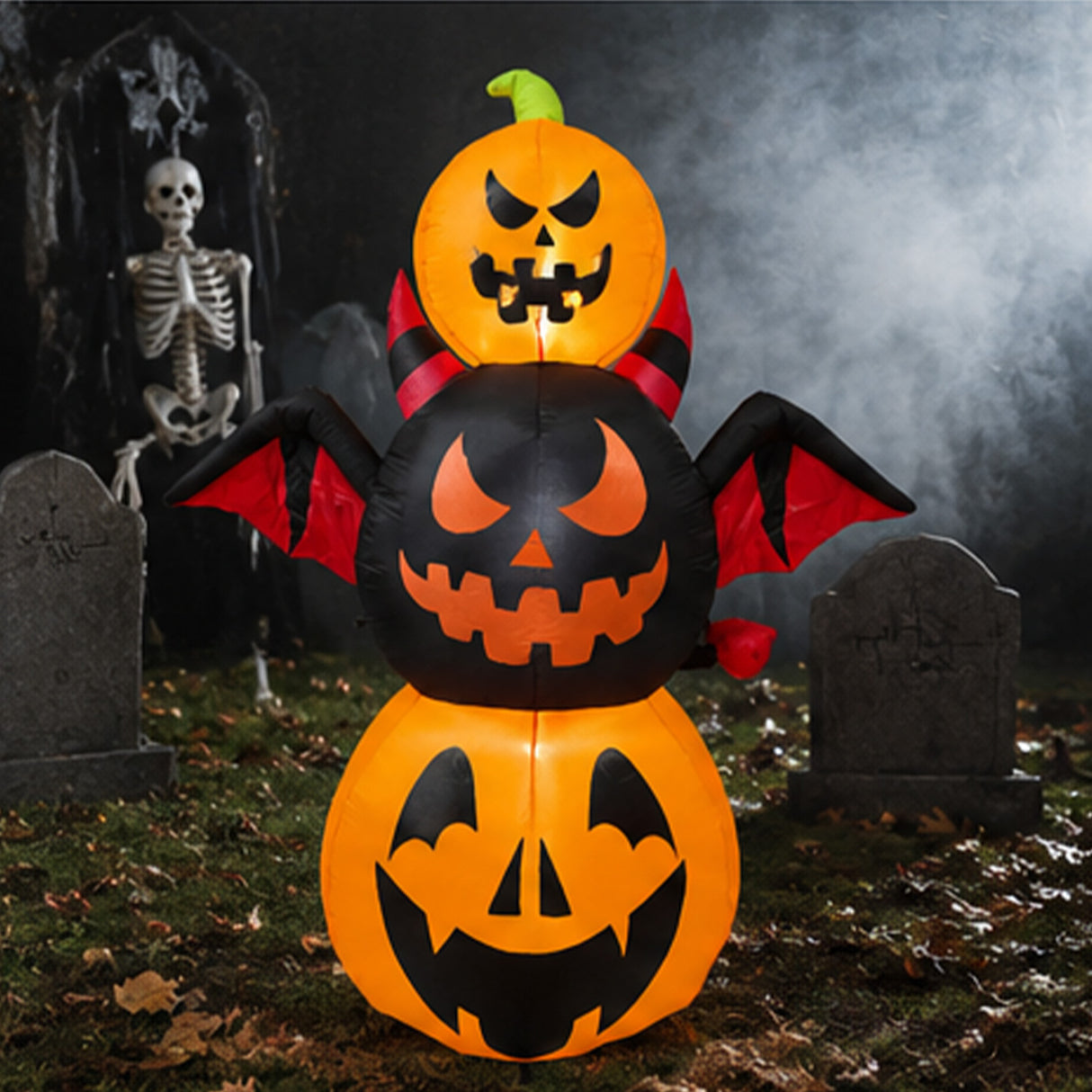 6FT Pumpkin Devil Halloween Decoration 3 Piece Set