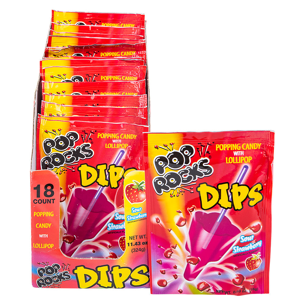 Pop Rocks Dips Sour Strawberry (18 Pc Box)