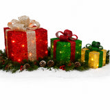Lighted Christmas Gift Box Set, Battery Operated Decor