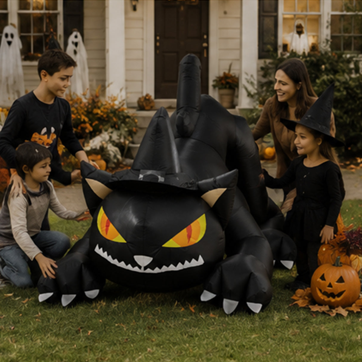 6FT Long Black Cat Halloween Inflatable Yard Decor