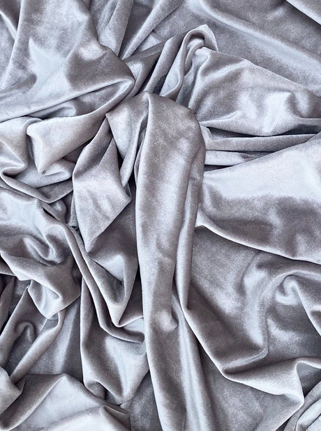 Stretch Velvet Feather Gray