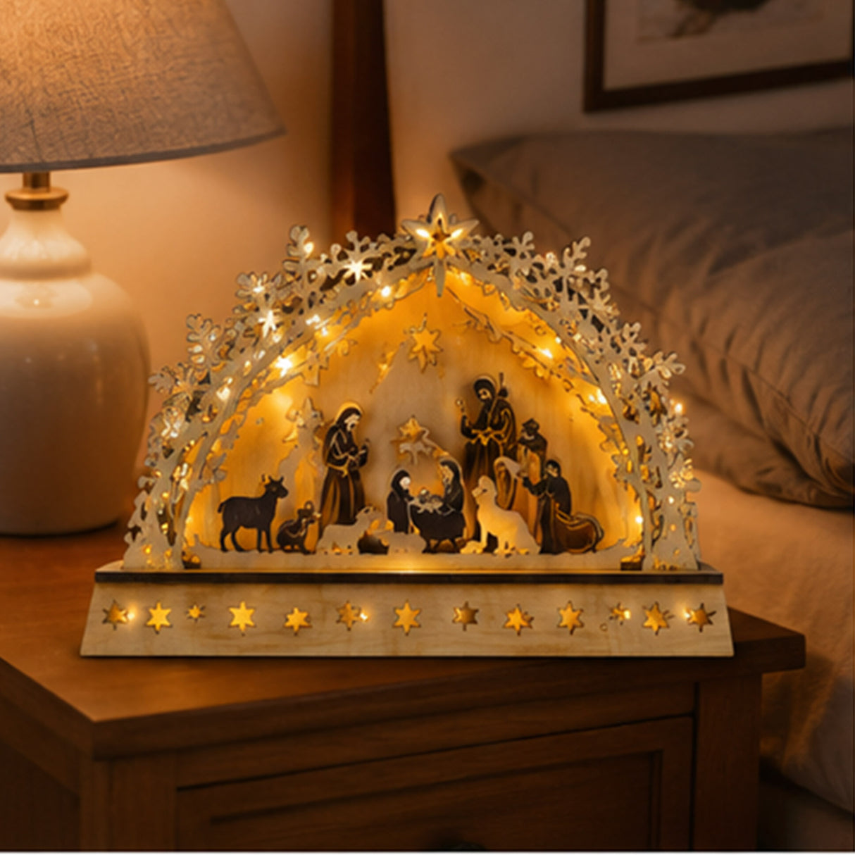 LED Christmas Decor MDF Holiday Lighted Table Display