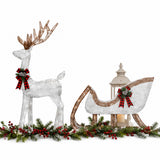 Lighted Christmas Deer Sleigh Set Warm White LED Decor