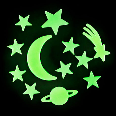 Glow In The Dark Star And Moon Stick Ons (1 DZ)