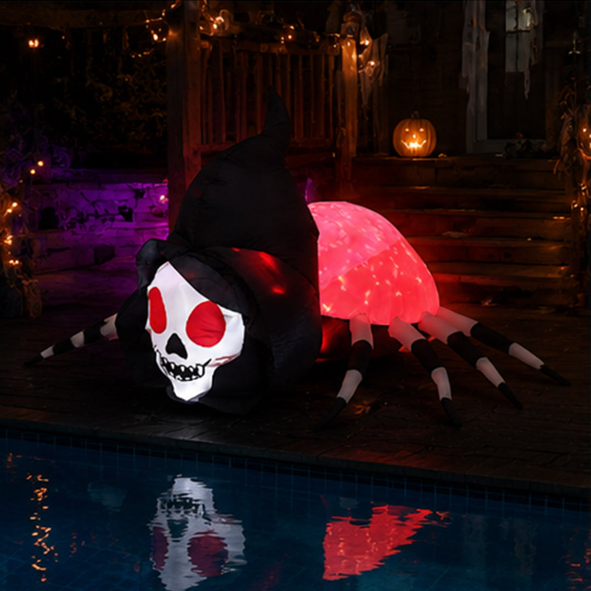 70.9" Inflatable Skeleton Spider Halloween Yard Decor