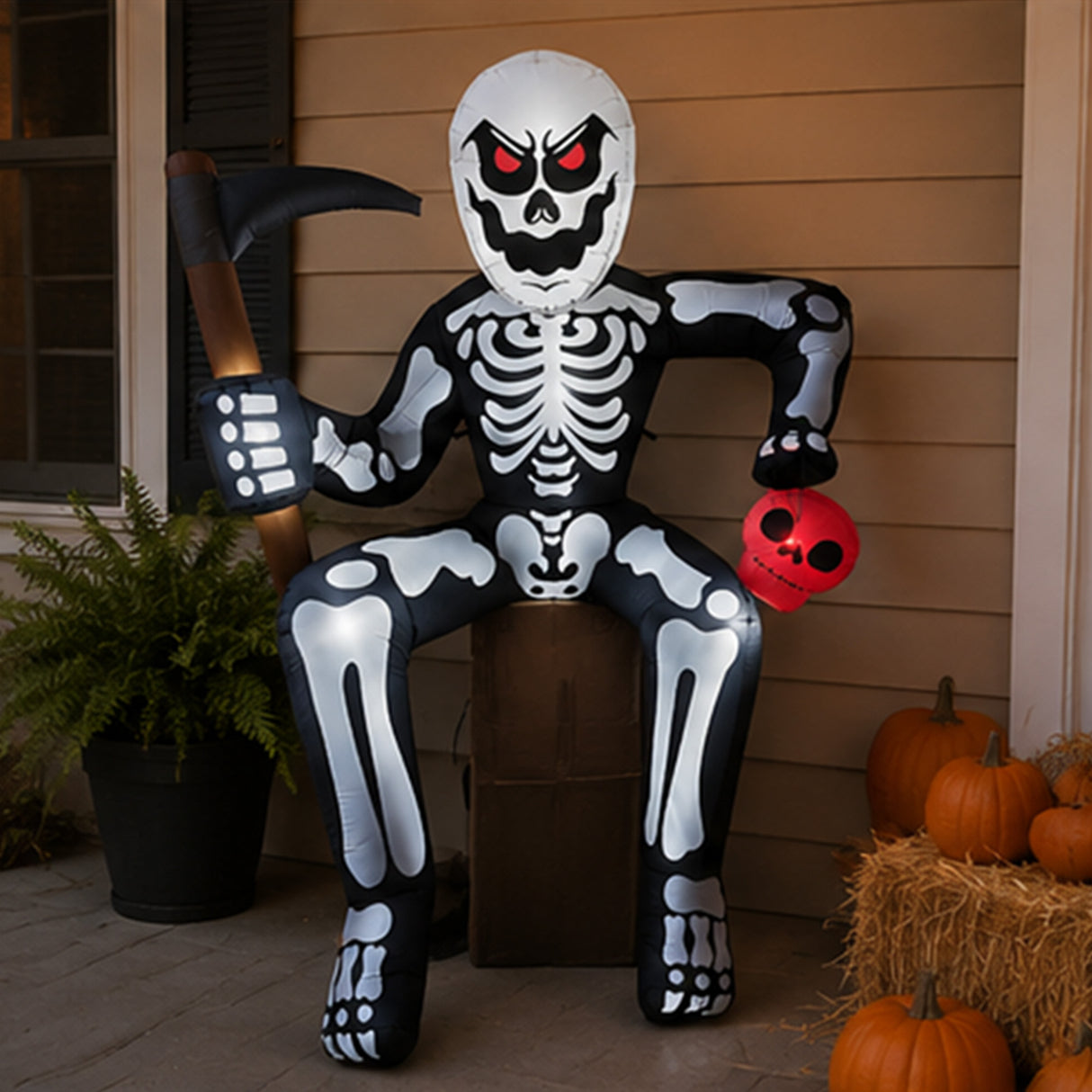 8.5FT Skeleton on Roof Halloween Inflatable Yard Decor