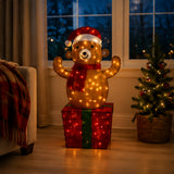 Lighted Bear Gift Box Christmas Yard Decoration