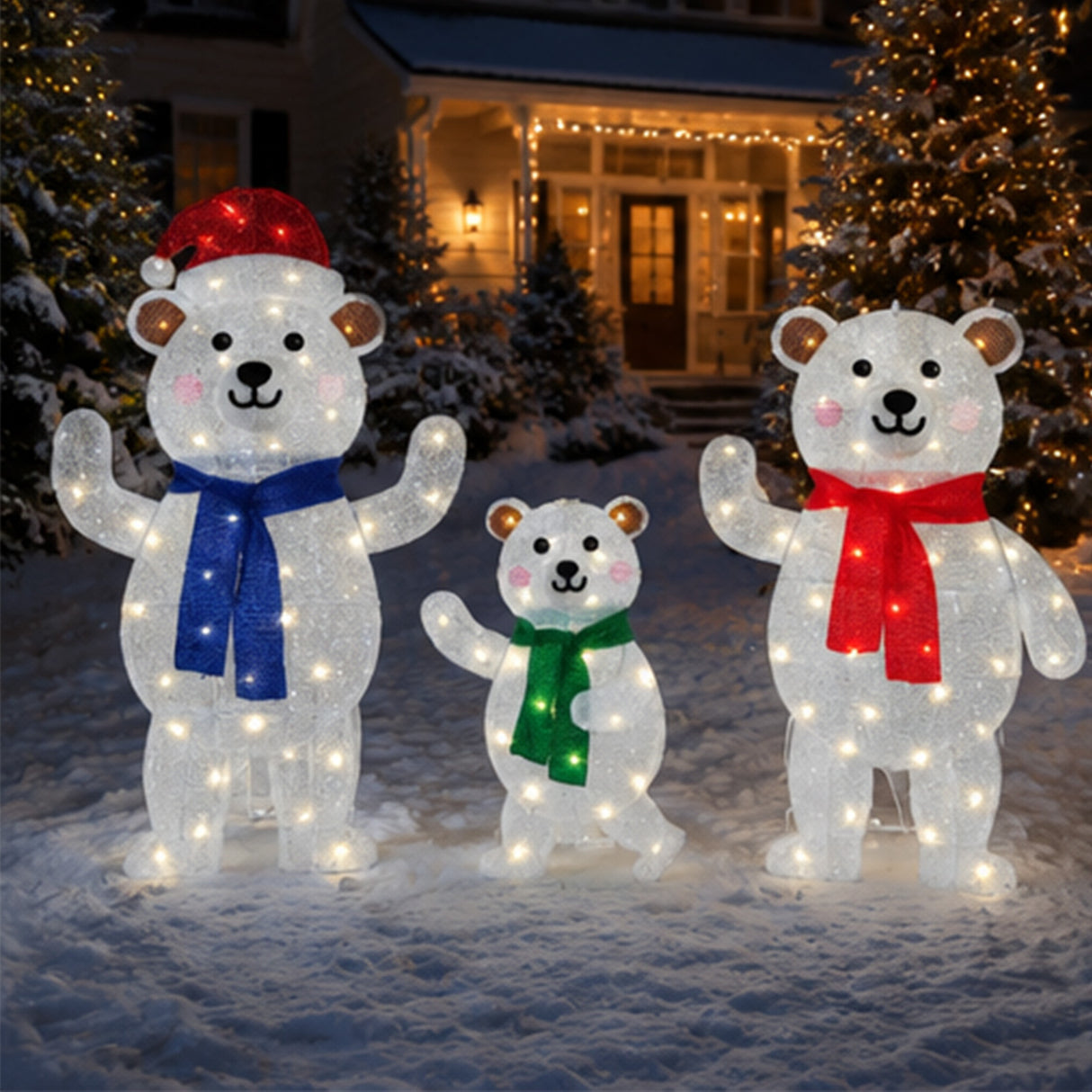 Lighted Polar Bear Family Christmas Yard Decoration