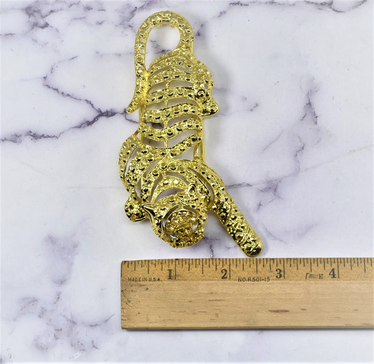 Rhinestone Tiger Buckle Connector Gold