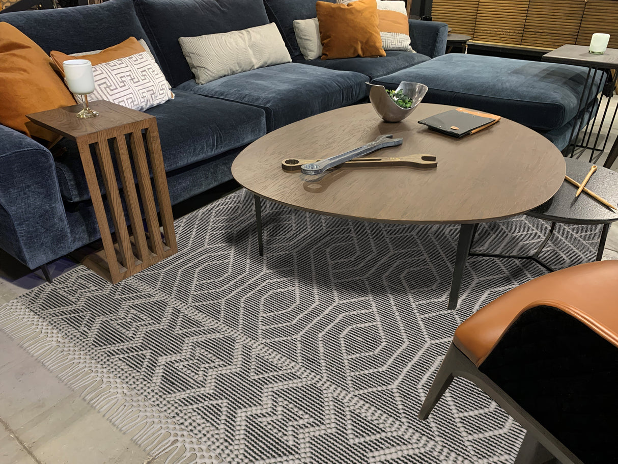 Natural Wool Blend Bohemian Design Rug - White Black, NR507, 60 Percent Wool 20 Percent Cotton 20 Percent Polyester (9' X 12')