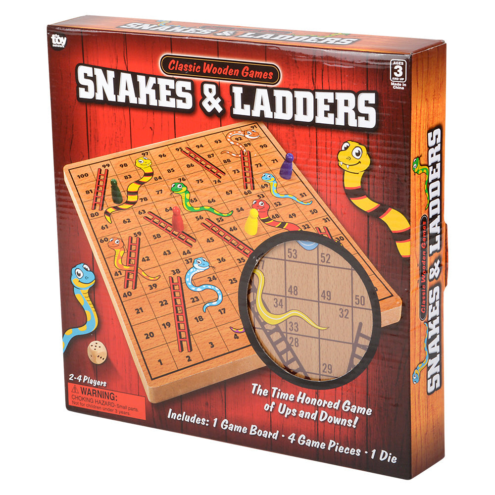 Wooden Snakes and Ladders Game (10" Box)