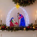 Lighted Nativity Scene Christmas Yard Decor Cool White LED
