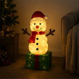 Lighted Snowman Gift Box Christmas Yard Decoration