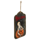 9.75 Inches Hanging Jacko Lantern Skeleton Halloween Wooden Sign