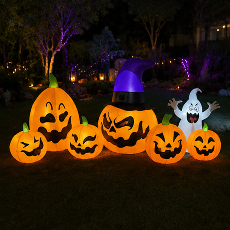 8FT Witch Hat Pumpkin Halloween Yard Decoration Set