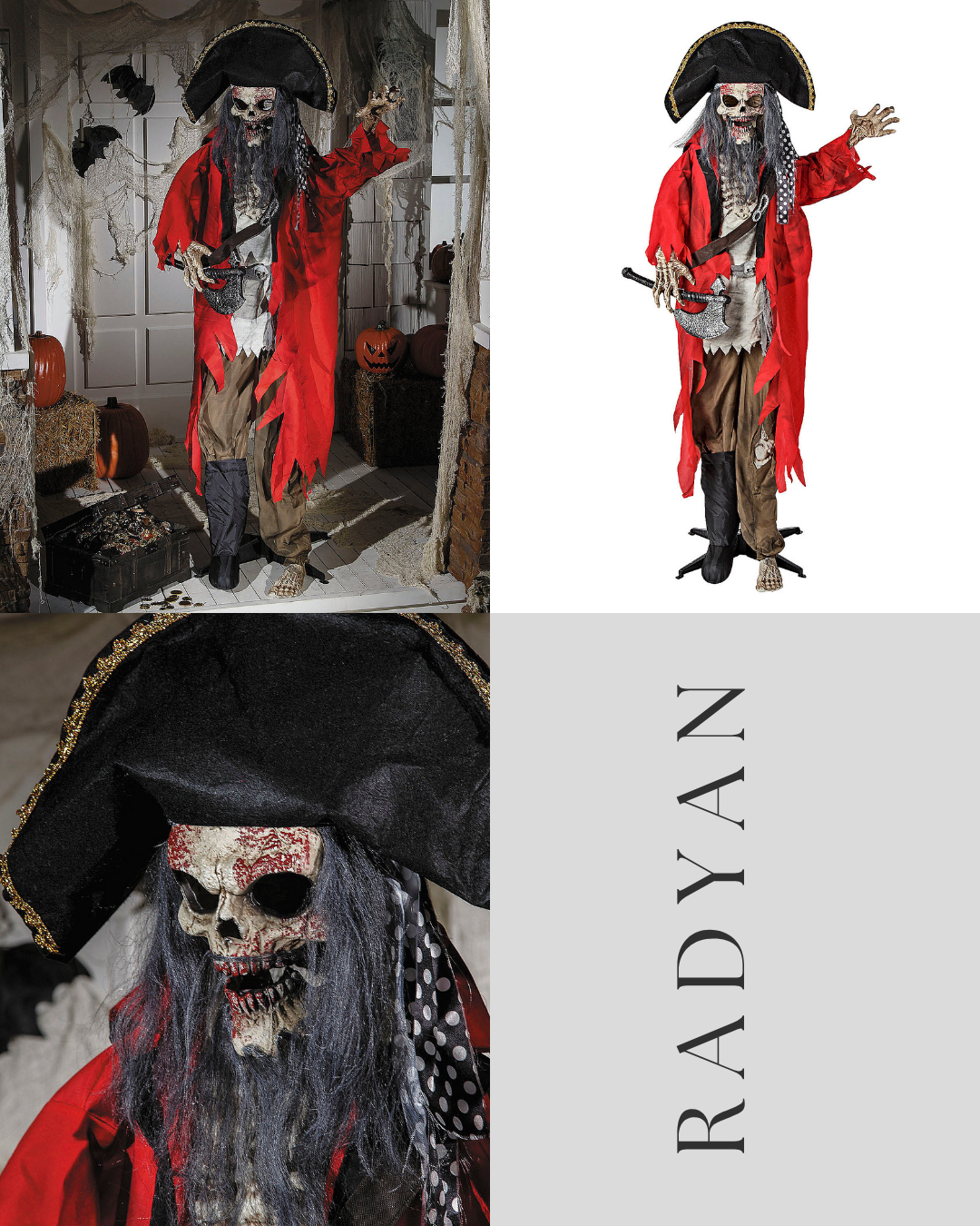 6 Ft. Pirate Skeleton Animated Prop Standing Halloween Decoration