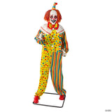 6 Ft. 2 3/4" Animated Standing Light-Up Multicolor Clown Halloween Decoration
