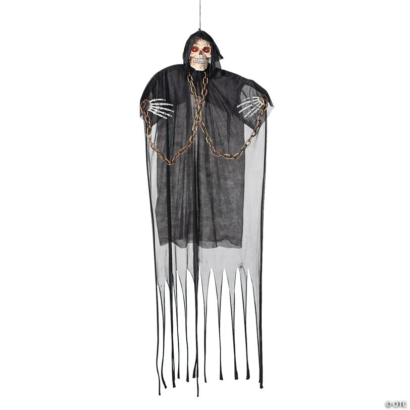 6 Ft. 2 3/4" Hanging Chained Grim Reaper Animated Prop Halloween Decoration