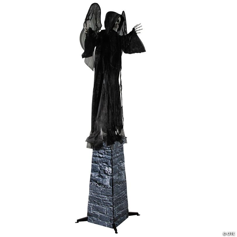6 Ft. 2 3/4" Skeletal Reaper with Wings Animated Prop Standing Halloween Decoration