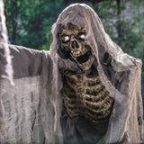 6 Ft. 7" Animated Light-Up Skeleton Stirring Cauldron Halloween Decoration