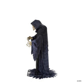 6 Ft. 9" Animated Light-Up Rising Skeleton Reaper in Hooded Cloak Halloween Decoration