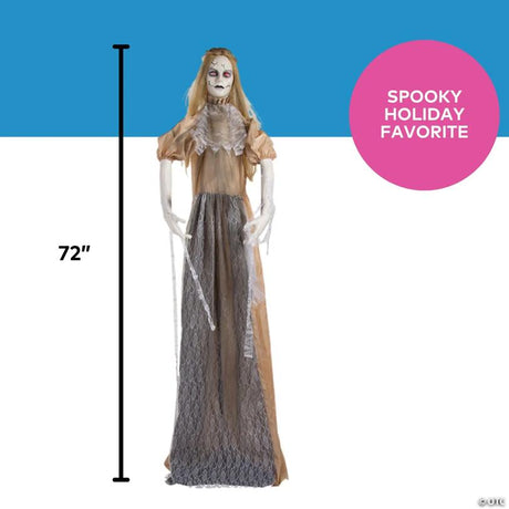 RADYAN Animated Zombie Bride Halloween Outdoor Yard Decoration with Sound Activation shown in a clear product image