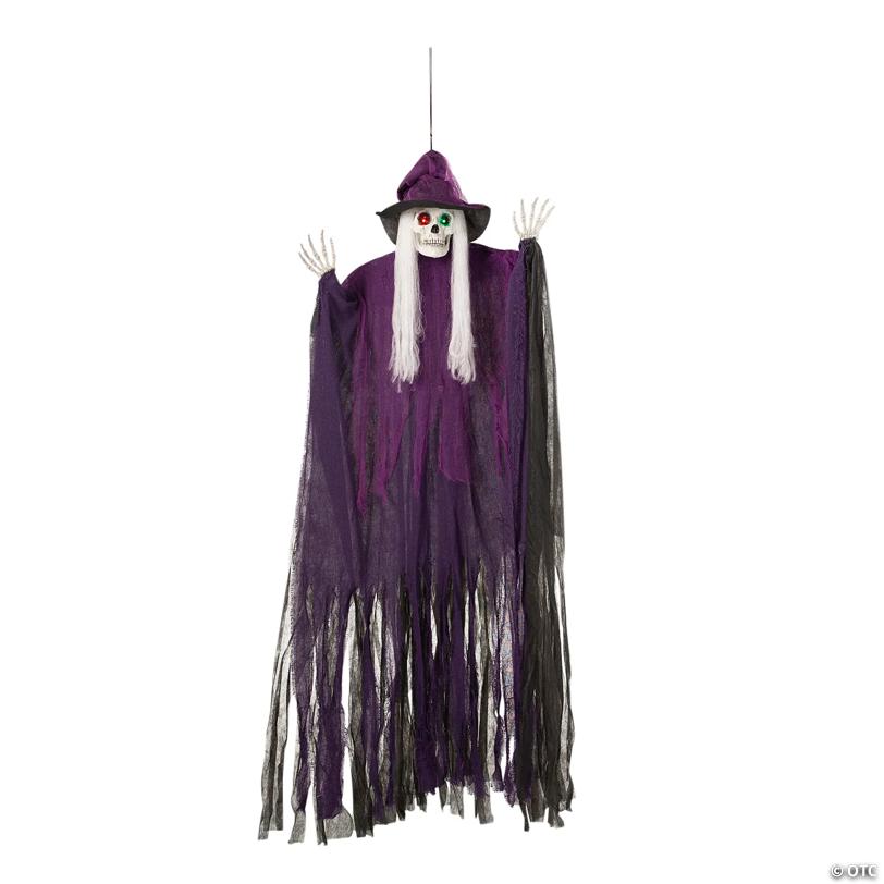 6 Ft. Hanging Light-Up Eyes Skeletal Witch Halloween Decoration