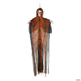 6 Ft. Hanging Light-Up Skeletal Reaper in Orange Robes Halloween Decoration
