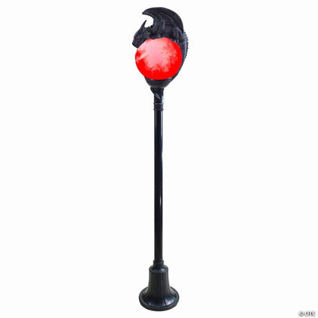 6-Foot Light-Up Flaming Dragon Lamp Post with Sound Halloween Decoration