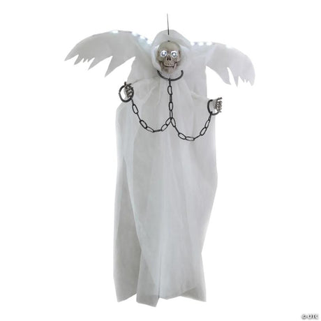 Light-Up Winged Skeleton Reaper with Chains Halloween Decoration, lights up for a spooky Halloween night display