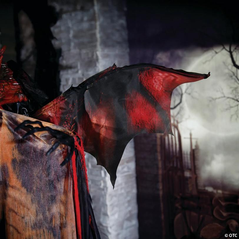 6 Ft. Standing Animated Black & Red Dragon Man Halloween Decoration